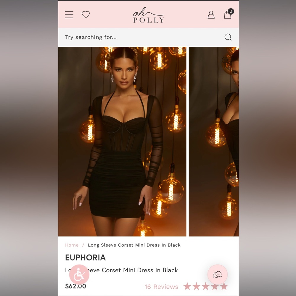 Sold-out Oh Polly Euphoria long sleeve corset mini dress in black